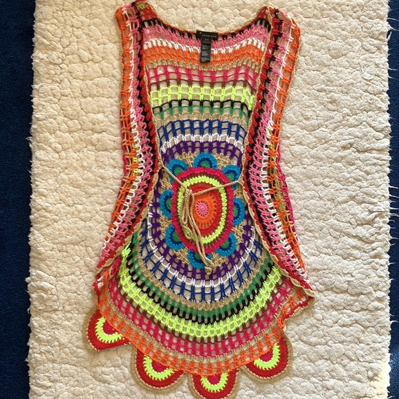 Forever21 vibrant rainbow knitted cover up - Picture 2 of 5